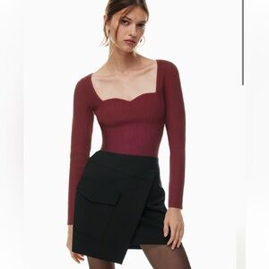 Aritzia Deep Burgundy Long Sleeve Top